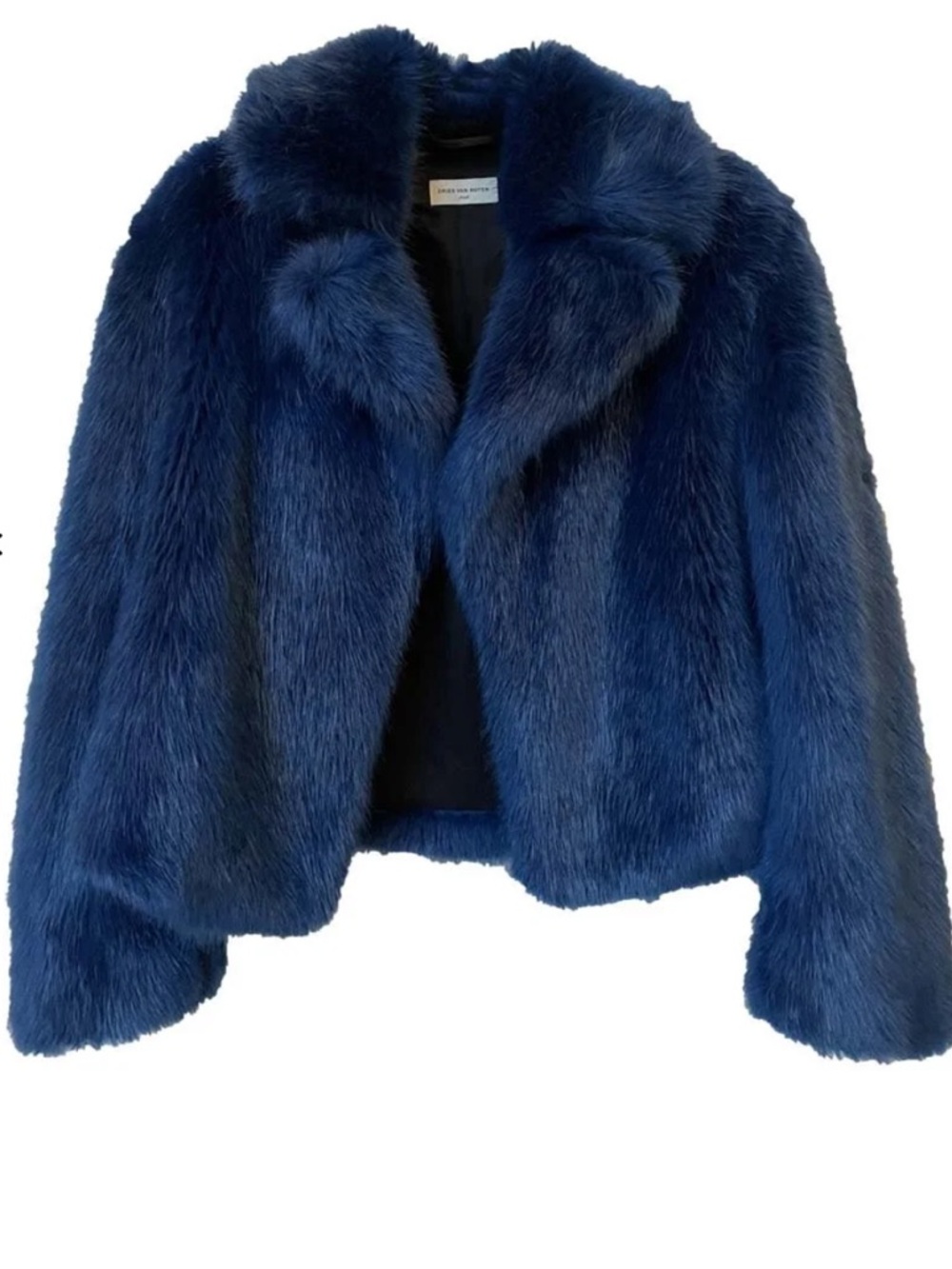 Dries Van Noten. 2016. Blue Faux Fur Jacket. Size S.